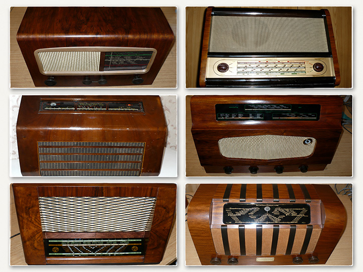 Collage of vintage valve radios