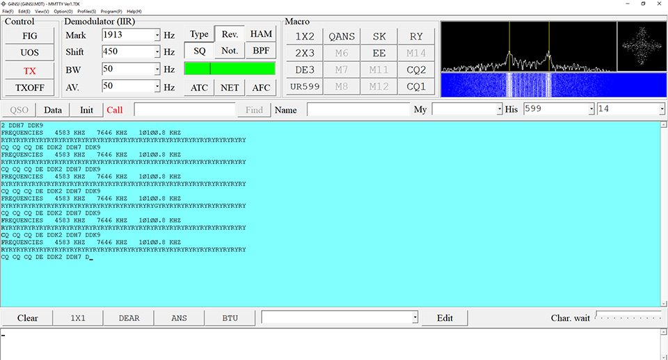 MMTTY RTTY screen shot marine weather