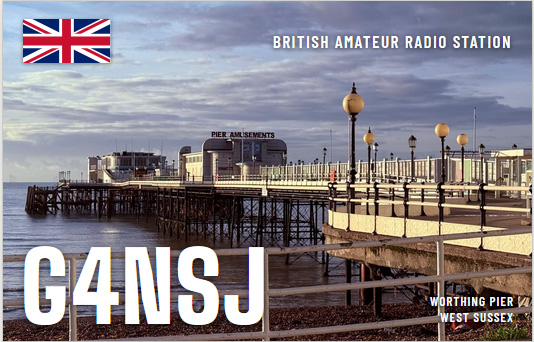 G4NSJ QSL card showing Worthing Pier, West Sussex